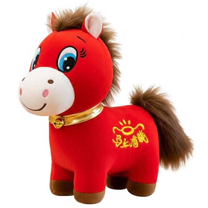 Cry-Cry Horse smiling horse plush toy – red horse plushie